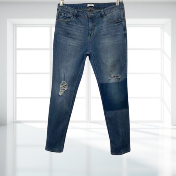 Kensie Distressed Ripped Skinny Jeans Size 14 | Blue Denim Stretch Y2K - Picture 2 of 12